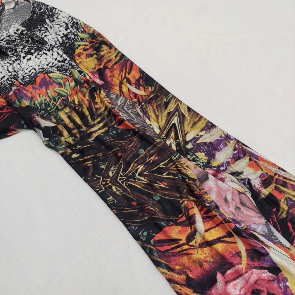 Monroe & Main Floral Abstract Top Women 2X Bell Sleeve Slit Arm Boho Artsy Flowy - Picture 11 of 16